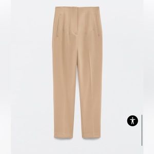 ZARA High-Waisted Pants - Taupe Brown - M